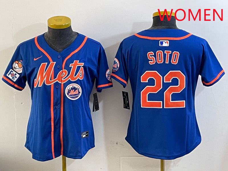 Women New York Mets #22 Soto Blue Game Fashion 2025 Nike MLB Jersey style 5->women mlb jersey->Women Jersey